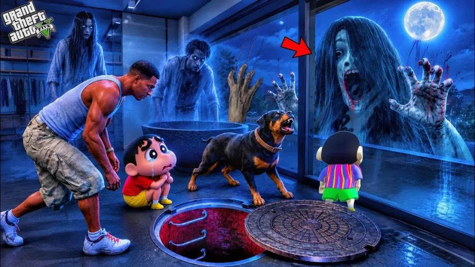 How to Play GTA 5 Featuring Franklin and Shinchan Hiding from a Ghost